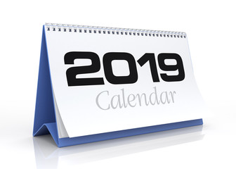 Calendar 2019. Isolated on White.