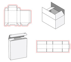 Simple box packaging die cut out template design. 3d mock-up. Template of a simple Box. Cut out of Paper or cardboard Box. Box with Die-cut