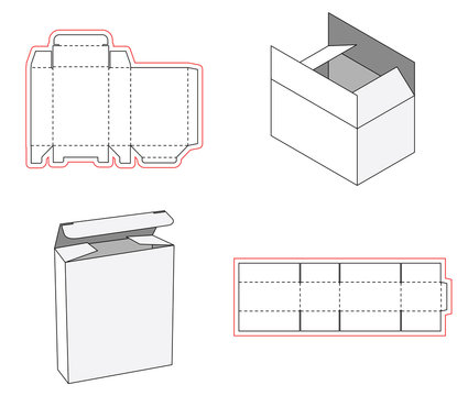 Simple box packaging die cut out template design. 3d mock-up. Template of a simple Box. Cut out of Paper or cardboard Box. Box with Die-cut