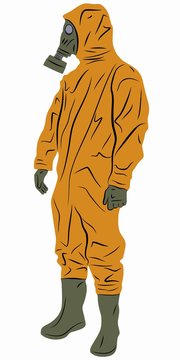 illustration of a man in a chemical suit, vector draw