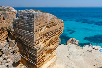 the wonderful beach and turquoise lagoon in Favignana island. Sicily, Italy