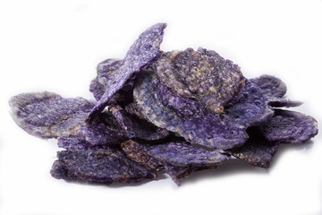 Violet chips close-up on a white background