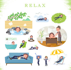 flat type Black jacket pants business women_relax