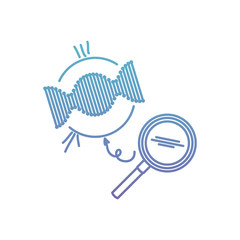 dna chain with magnifying glass vector illustration design