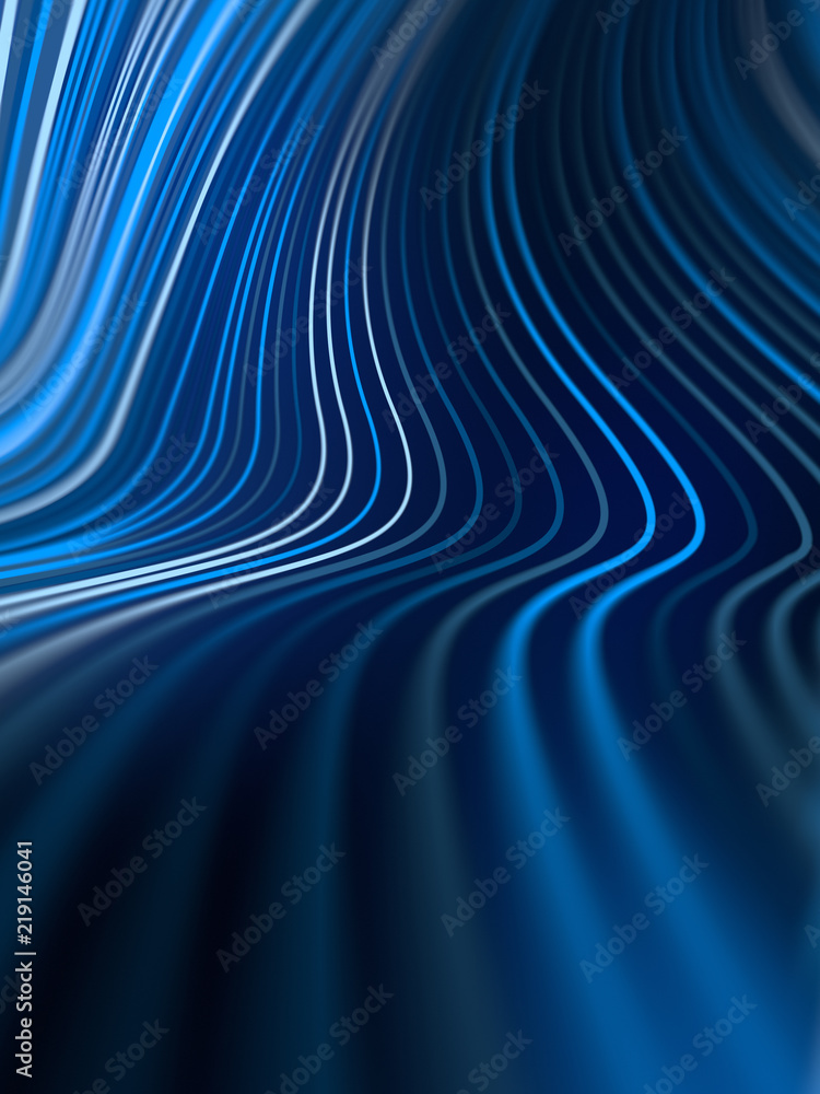 Poster Digital blue colored lines abstract background. 3d rendering