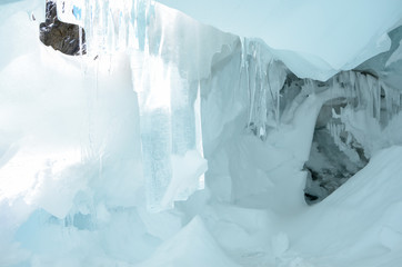 Ice blocks in the snow, Jungfrau, Switzerland