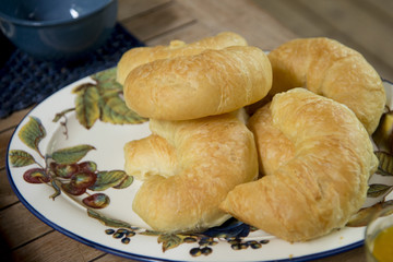 Close-up of croissants on a plate, Lake of The Woods, Ontario, Canada