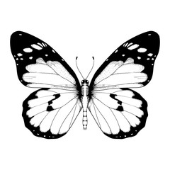 vector illustration with black and white butterfly on a white background
