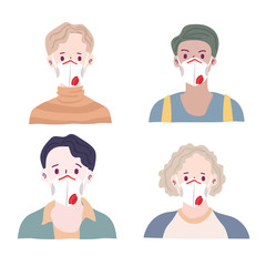 Set of man in a medical mask, vector illustration.