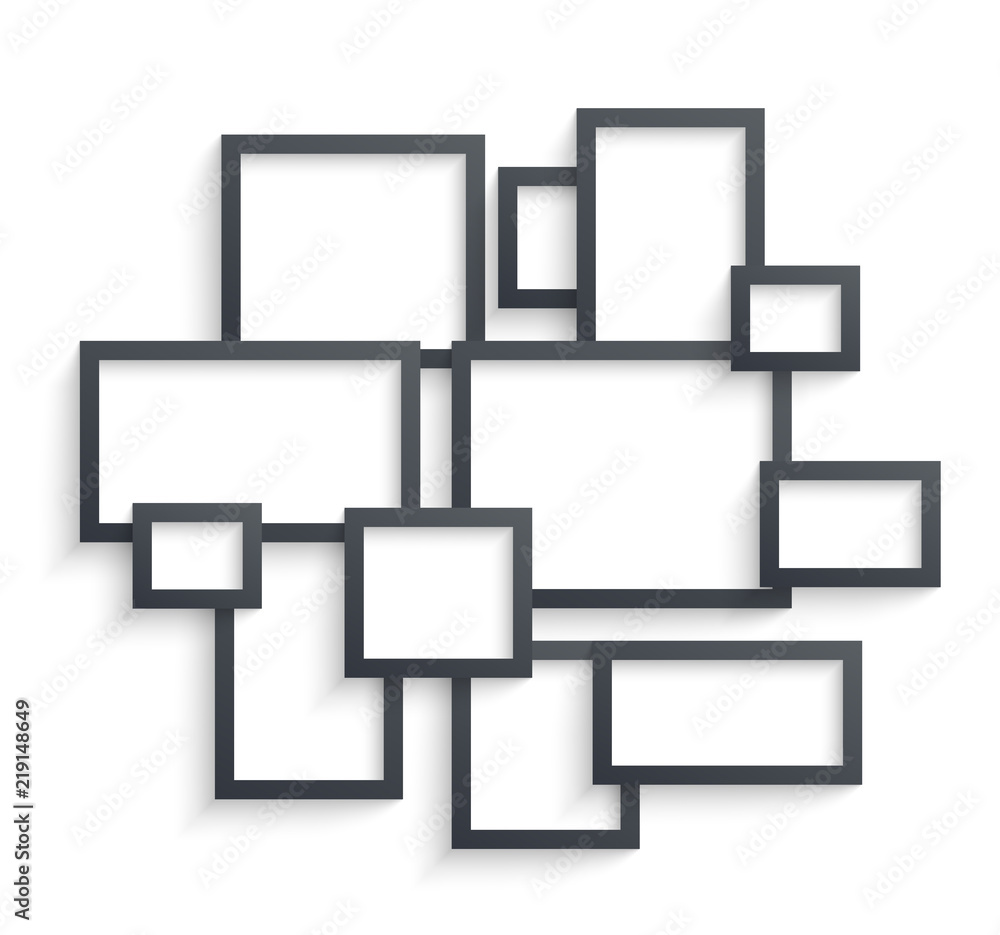 Poster wall picture frame templates isolated on white background. blank photo frames with shadow and border