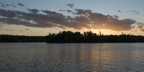 Glow of the sunset at dusk, Lake of The Woods, Ontario, Canada