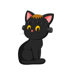 Illustration of Halloween kitten cartoon