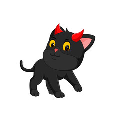 Illustration of Halloween kitten cartoon