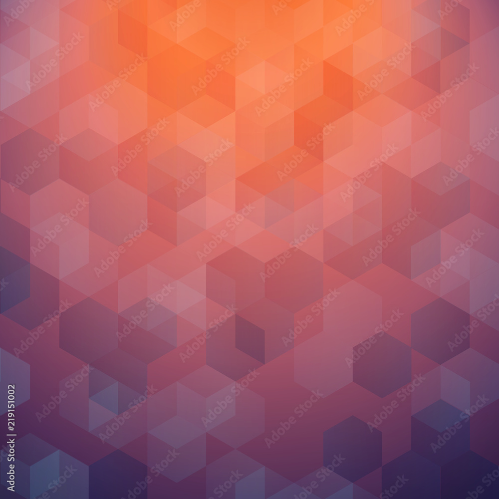 Poster abstract of colorful sunset background with geometric pattern steps.