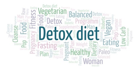Obraz premium Word cloud with text Detox diet on a white background.