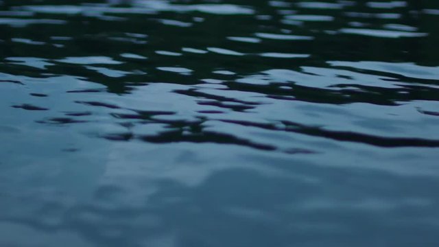 Lake water rippling in the evening in slow motion