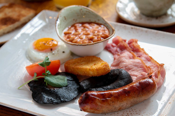 traditional cooked full English breakfast