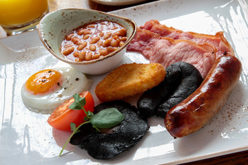 traditional cooked full English breakfast