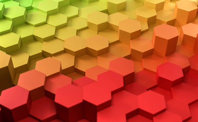 Obraz premium 3D Hexagone Farbverlauf rot grün