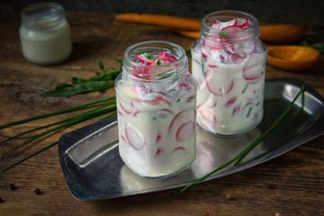 Fresh dietary salad of radishes. Detox and vegetarian concept.