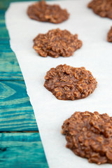 No Bake Chocolate Peanut Butter and Oat Cookies