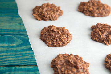 No Bake Chocolate Peanut Butter and Oat Cookies