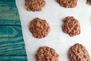 No Bake Chocolate Peanut Butter and Oat Cookies