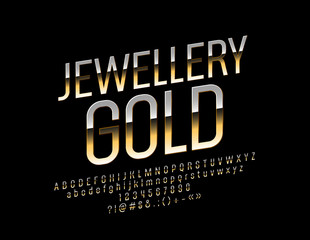 Vector Golden Font. Luxury Alphabet Letters, Numbers and Symbols