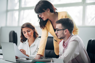 Business team working on a project in office