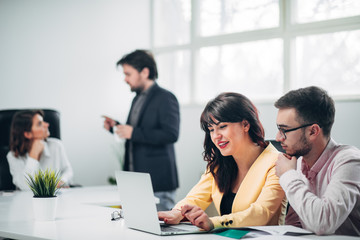 Business team working on a project in office