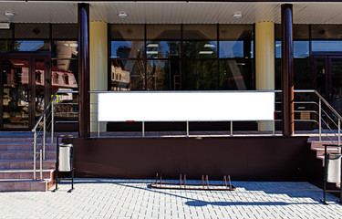 Blank poster at the entrance of the store