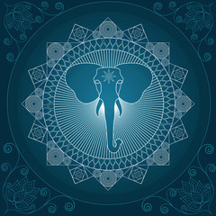 blue elephant mandala pattern