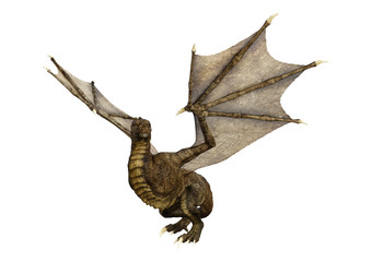 3D Rendering Fantasy Dragon on White
