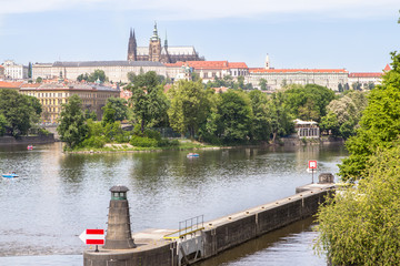 Aerial view of the Old Town and Saint Vitus's Cathedral  in Prague, Czech Republic