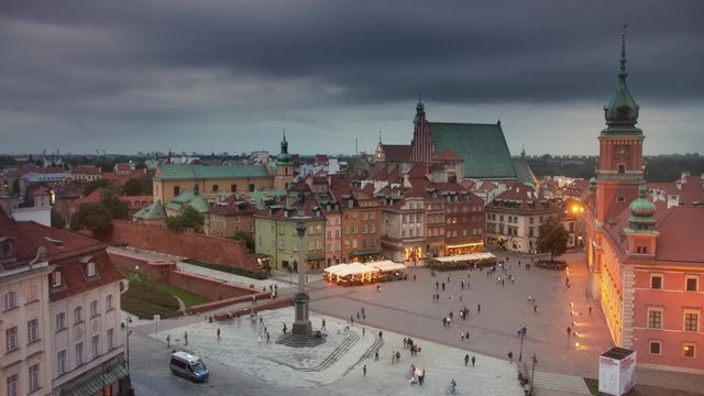 Old town Warsaw at twilight