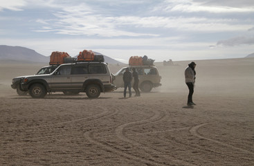 Caught up in a sand storm in Uyuni, Bolivia