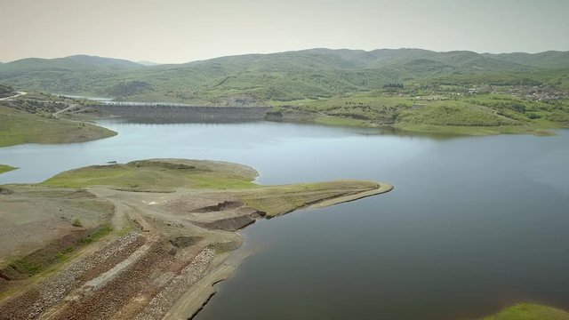 Aerial view of the Techniti Limni Smokovou lake in Greece.