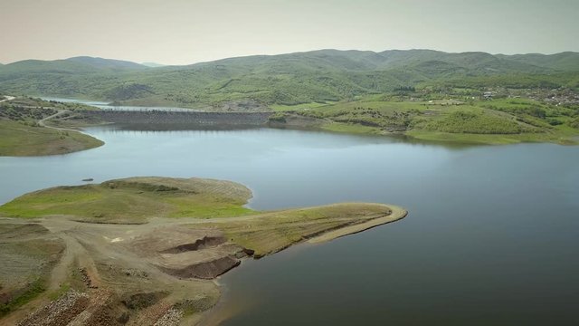 Aerial view of the Techniti Limni Smokovou lake in Greece.