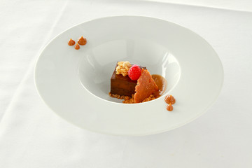 plated sticky toffee pudding dessert