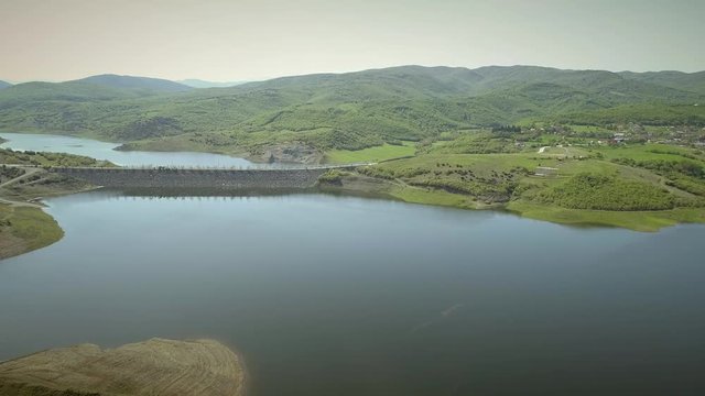 Aerial view of the Techniti Limni Smokovou lake in Greece.