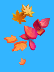 Fototapeta na wymiar Autumn background with beautiful 3d leaves.