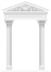 Antique white colonnade with old Ionic columns - obrazy, fototapety, plakaty
