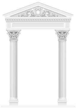 Antique White Colonnade With Old Ionic Columns