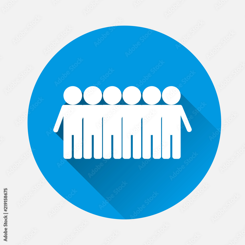 Poster crowd vector icon.group people on blue background. flat image a lot of people with long shadow. laye