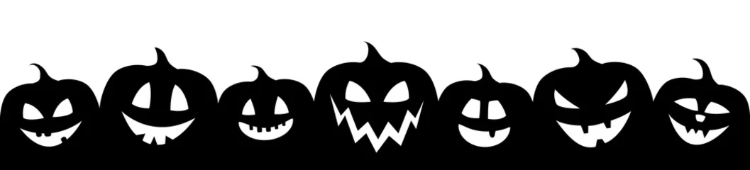 Poster Im Rahmen Halloween banner with funny silhouettes of pumpkins. Vector. © Karolina Madej