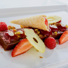 colate torte plated dessert