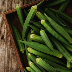 preparing fresh okra vegetables