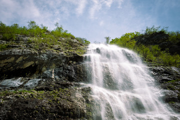 Fototapeta premium Detail of a waterfall in Julian Alps, Slovenia