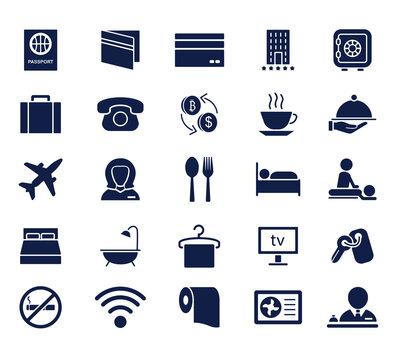 hotel glyph icon set , designed for web and app