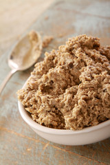 prepared aubergine tepenade dip in dish